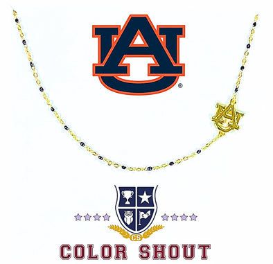 The Auburn Logo Necklace: Side Set Logo on Enamel Bead Necklace