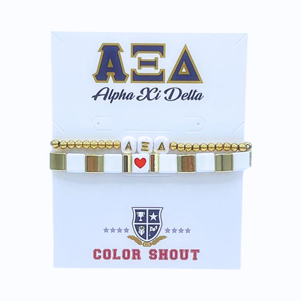 B202 AXD-'I Love' Alpha Xi Delta Bracelet Stack