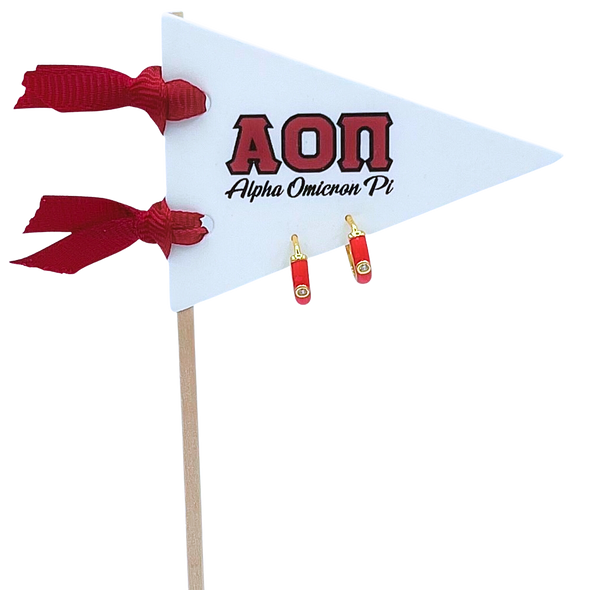 Alpha Omicron Pi Red Huggie Hoops