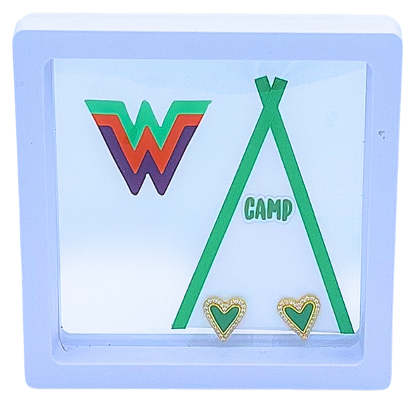 I Love my CAMP: Bright Color Heart Studs on Camp Tent