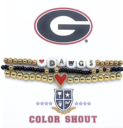 B202 - UGA 'I Love' University of Georgia Bracelet Stack