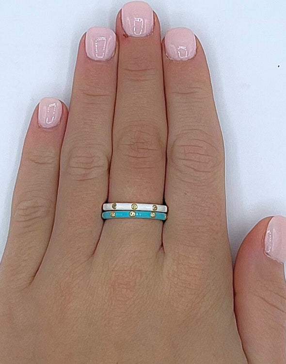 R201 ZTA-Zeta Tau Alpha: 2 Enamel Stack Ring Set
