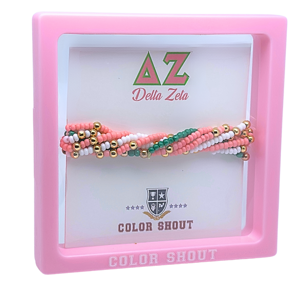 B201 DZ-Delta Zeta Colors Stack: Set of 6 Beaded Stretch Bracelets