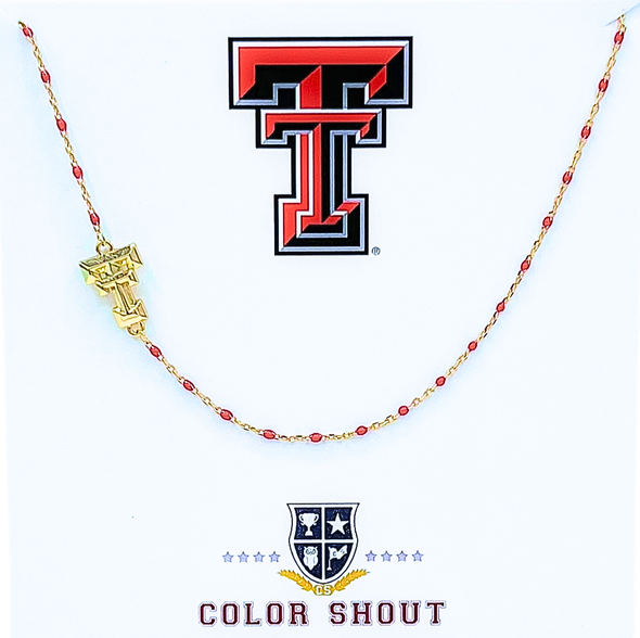 The College Logo Necklace: Side Set Logo on Enamel Bead Necklace