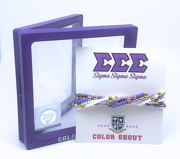 B201 - SSS - Sigma Sigma Sigma Colors Stack: Set of 6 Beaded Stretch Bracelets