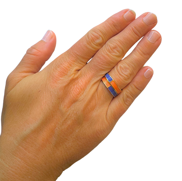 R207 - Clemson: Team Colors 50/50 Stack Ring Set