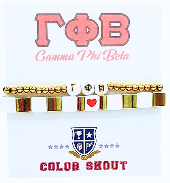 B202 GPB-I Love Gamma Phi Beta Bracelet Stack