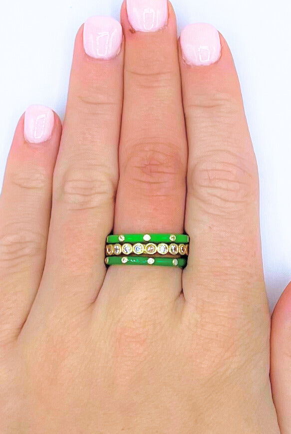 R206 KD-Kappa Delta Bezel & Enamel Stack Ring Set