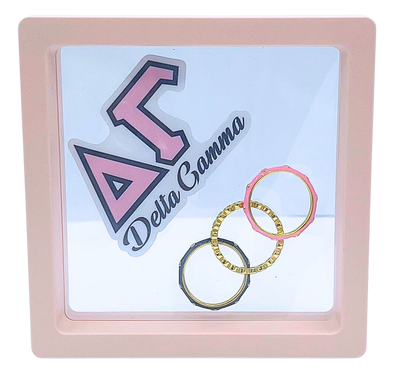 Delta Gamma Bezel & Enamel Stack Ring Set