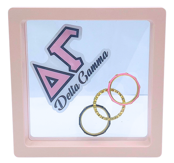 Delta Gamma Bezel & Enamel Stack Ring Set