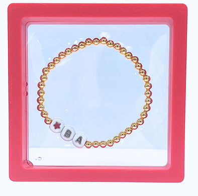Custom School Bracelet with Gold Beads