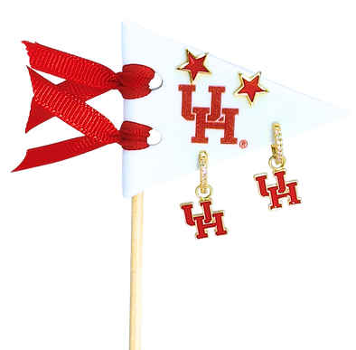 E203 - HOU :  University of Houston Pennant Pair Earring Set