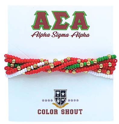 B201 ASA-Alpha Sigma Alpha Colors Stack: Set of 6 Beaded Stretch Bracelets