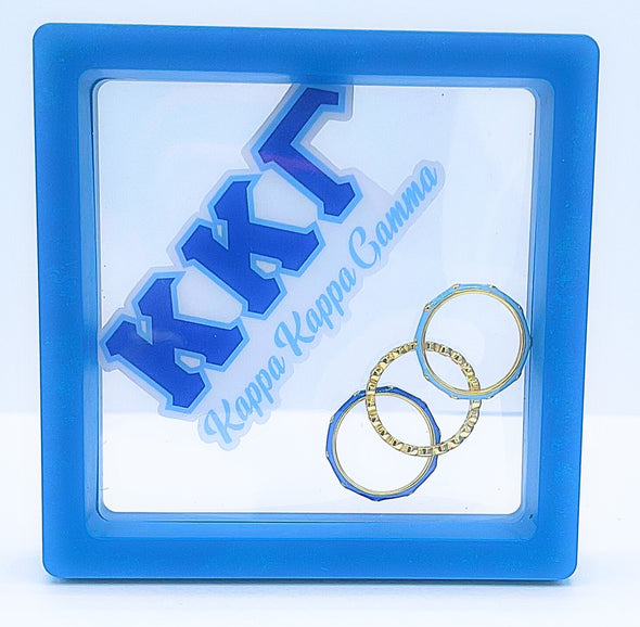 R206 KKG-Kappa Kappa Gamma Bezel & Enamel Stack Ring Set