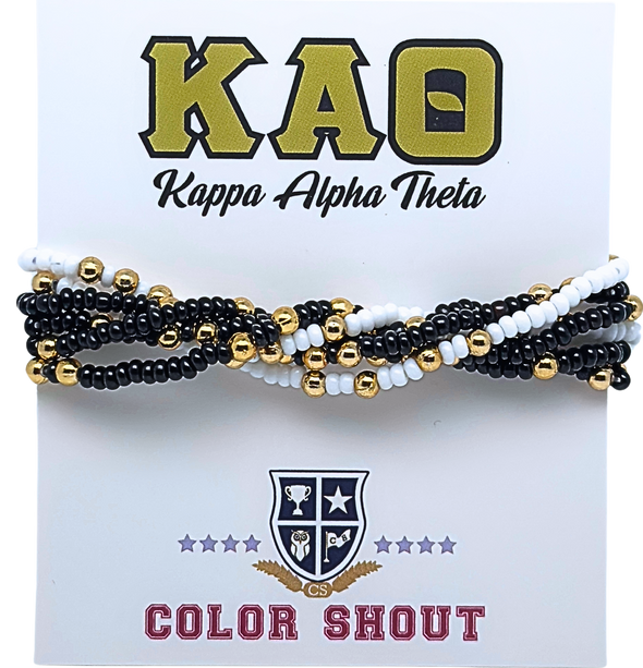 B201 KAT-Kappa Alpha Theta Colors Stack: Set of 6 Beaded Stretch Bracelets