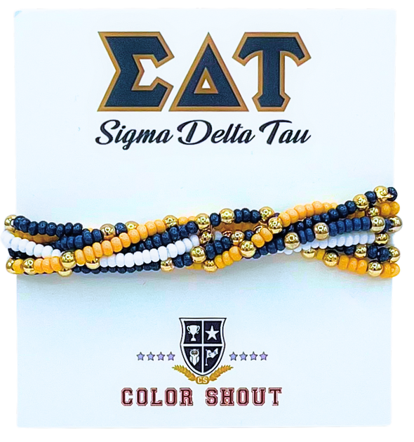 B201 - SDT-Sigma Delta Tau Colors Stack: Set of 6 Beaded Stretch Bracelets