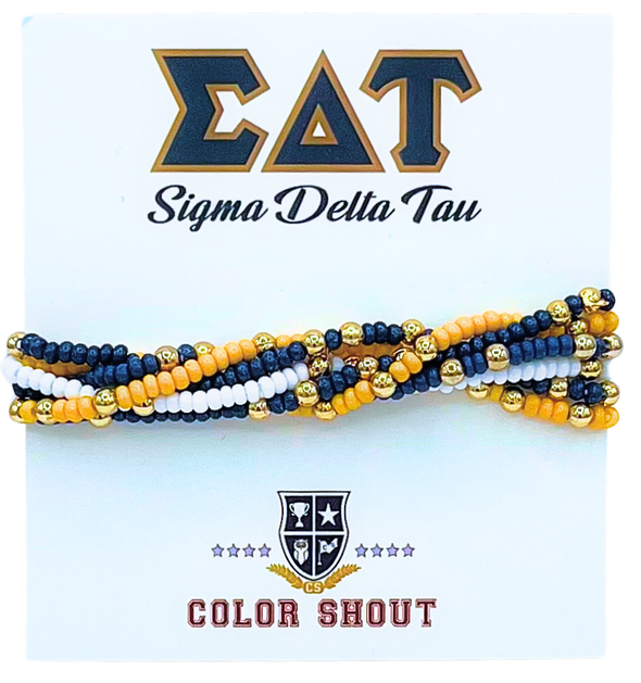 Sigma Delta Tau Colors Stack: Set of 6 Beaded Stretch Bracelets