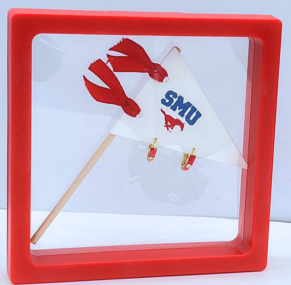 SMU Huggie Hoops on Pennant Flag