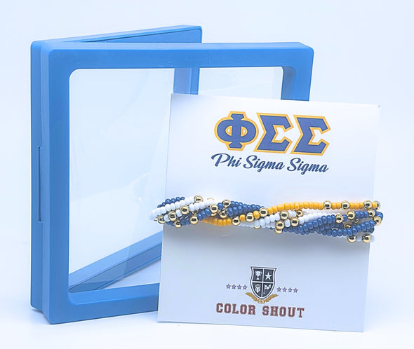 B201 - PSS-Phi Sigma Sigma Colors Stack: Set of 6 Beaded Stretch Bracelets