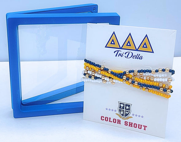 Delta Delta Delta Colors Stack: Set of 6 Beaded Stretch Bracelets