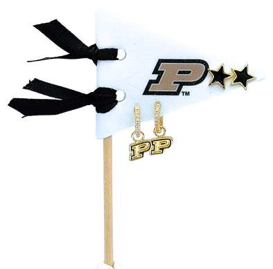 E203-PUR : Purdue University Pennant Pair Logo Earring Set