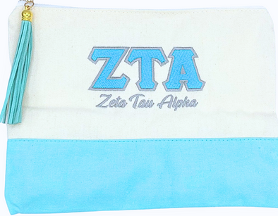 Zeta Tau Alpha Embroidered Greek Letter Pouch