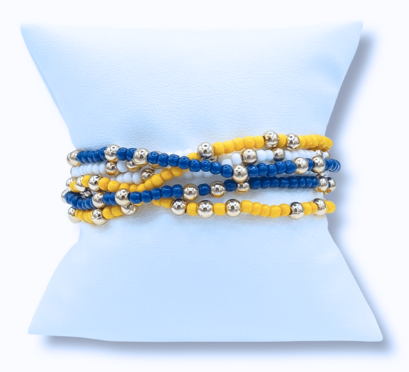 B201 DDD-Delta Delta Delta Colors Stack: Set of 6 Beaded Stretch Bracelets