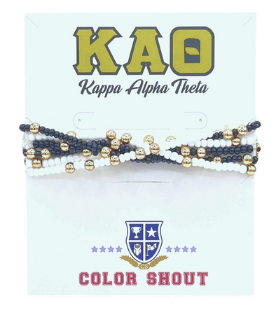 Kappa Alpha Theta Colors Stack: Set of 6 Beaded Stretch Bracelets