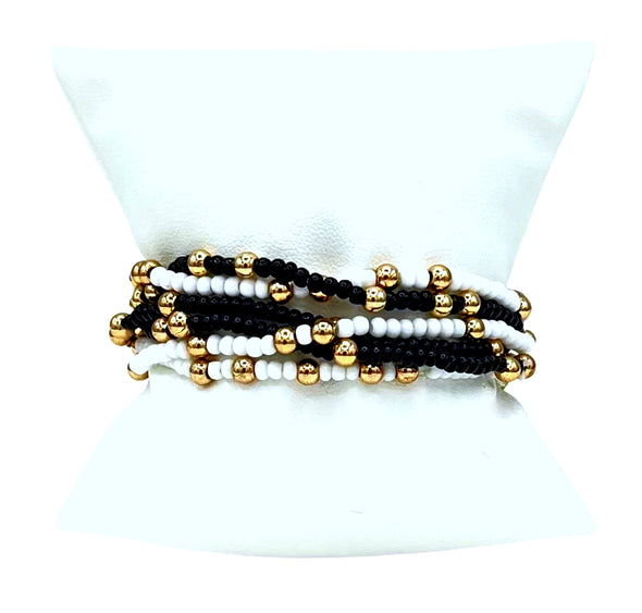 B201 KAT-Kappa Alpha Theta Colors Stack: Set of 6 Beaded Stretch Bracelets