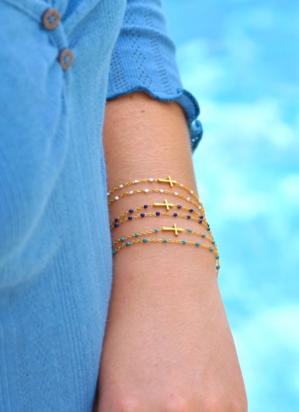 Spirit Shout Enamel Dot Cross Bracelet