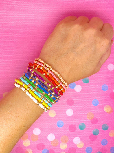 Susie's Stack: Set of 11 Colorful Beaded Stretch Bracelets