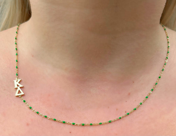 The Kappa Delta Necklace: Side Set ΚΔ Enamel Bead Necklace