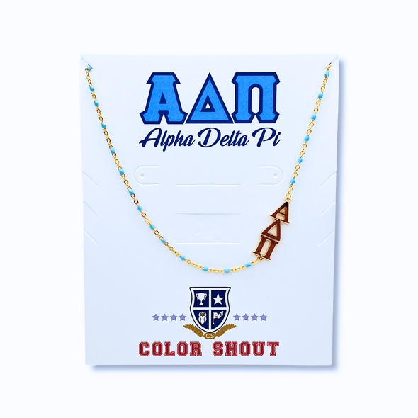 The Alpha Delta Pi Necklace: Side Set ΑΔΠ Enamel Bead Necklace