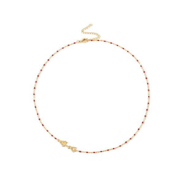 N201 AGD-The Alpha Gamma Delta Necklace: Side Set ΑΓΔ Enamel Bead Necklace