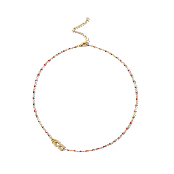 N201 AOP-The Alpha Omicron Pi Necklace: Side Set ΑΟΠ Enamel Bead Necklace