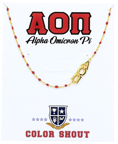The Alpha Omicron Pi Necklace: Side Set ΑΟΠ Enamel Bead Necklace