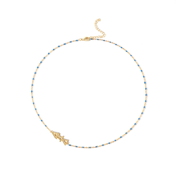 N201 AXD-The Alpha Xi Delta Necklace: Side Set ΑΞΔ Enamel Bead Necklace