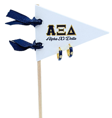 Alpha Xi Delta Blue Huggie Hoops