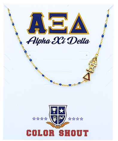 N201 AXD-The Alpha Xi Delta Necklace: Side Set ΑΞΔ Enamel Bead Necklace