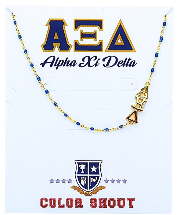 The Alpha Xi Delta Necklace: Side Set ΑΞΔ Enamel Bead Necklace