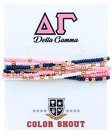 Delta Gamma Colors Stack: Set of 6 Beaded Stretch Bracelets