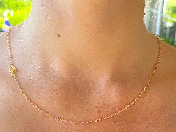 N201 DG-The Delta Gamma Necklace: Side Set ΔΓ Enamel Bead Necklace