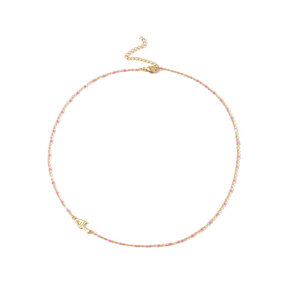 N201 DG-The Delta Gamma Necklace: Side Set ΔΓ Enamel Bead Necklace