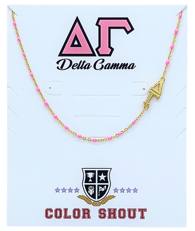 N201 DG-The Delta Gamma Necklace: Side Set ΔΓ Enamel Bead Necklace