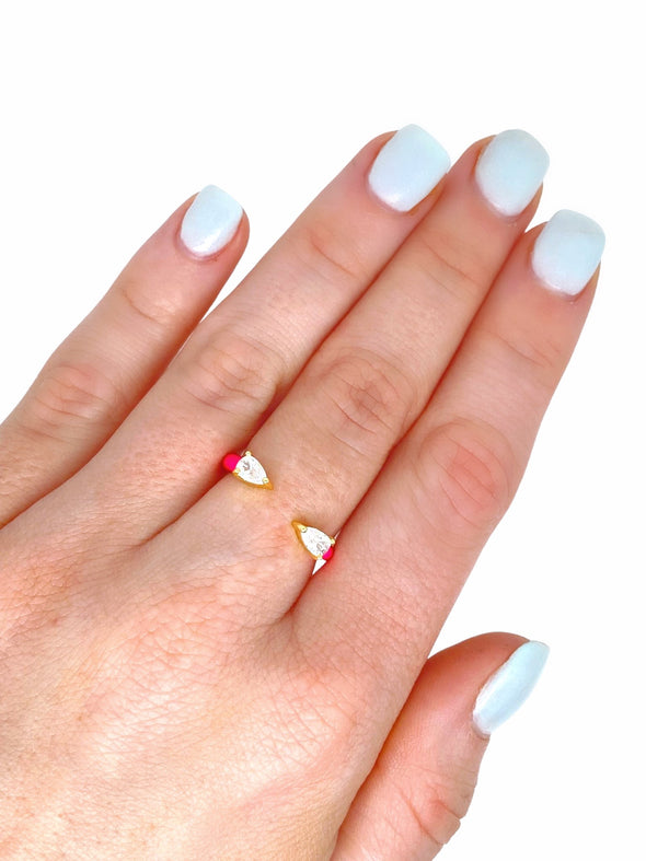 Double Pear Open Enamel Ring