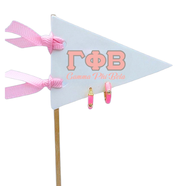 Gamma Phi Beta Pink Huggie Hoops