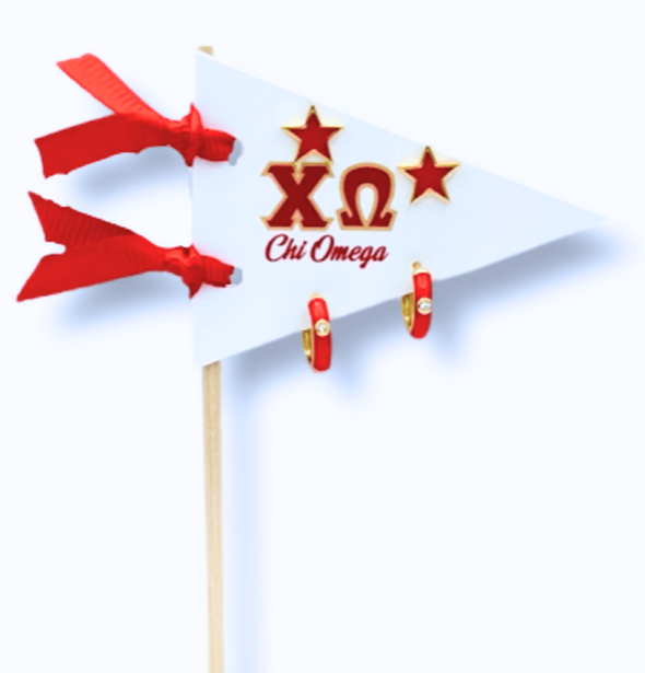 Chi Omega Pennant Pair Earring Set