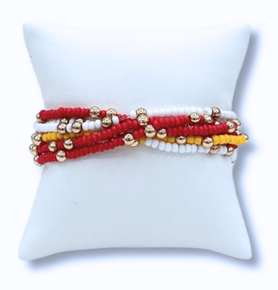 Kyendi Stackable Beaded Stretch Bracelets (Set of 6 - Fashion Colors)