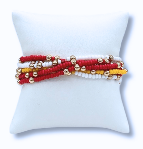 B201 XO-Chi Omega Colors Stack: Set of 6 Beaded Stretch Bracelets