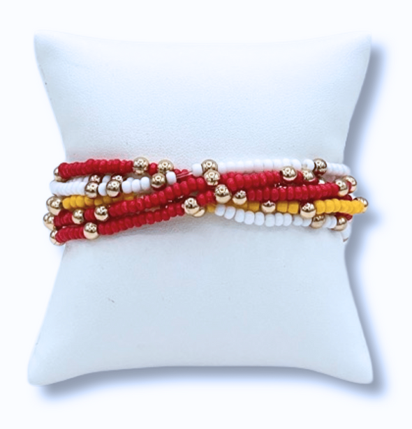 Chi Omega Colors Stack: Set of 6 Beaded Stretch Bracelets